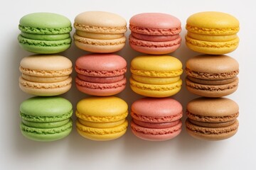 Obraz premium Collection of vibrant rainbow macaroon treats
