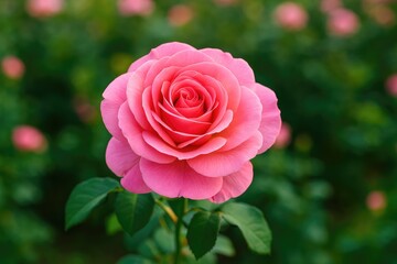 Stunning pink rose in full bloom