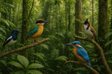 Obraz premium Avian species inhabiting a lush tropical jungle