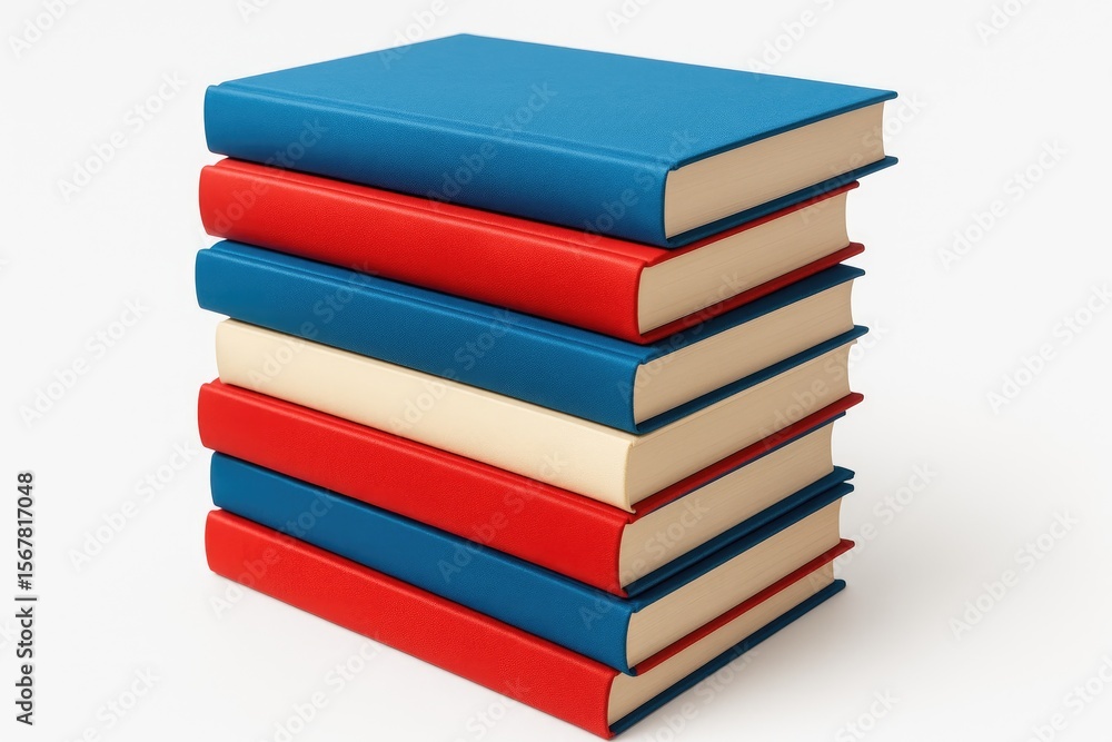Poster stack of books on a plain white backdrop
