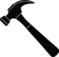 Simple black silhouette of a hammer tool for construction and repair