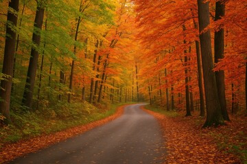 Fototapeta premium Vibrant Fall Woodland Scene