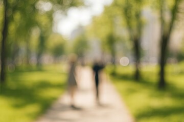 Obraz premium Abstract background with blurred city park scenery