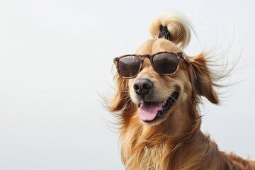 Stylish Pup Persona: A Golden Retriever in Sunglasses Rocks Faux Hawk, Mohawk, Flow, Top Knot & More Hairstyles with Adorable Charm
Meet the most fashion-forward Golden Retriever: this fluffy pup dons