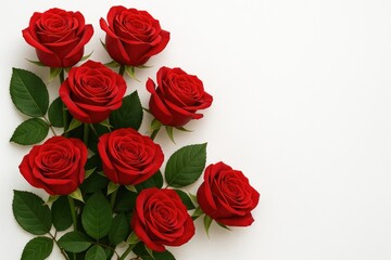 Obraz premium Elegant display of crimson roses against a plain white backdrop