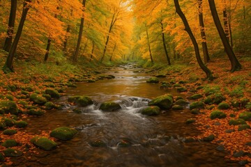 Fall scenery of a river in a historic European city