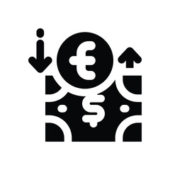 currency exchange glyph icon. Strong and solid vector icon for websites, mobile interfaces, presentations, and visual branding. High quality and easy to edit.