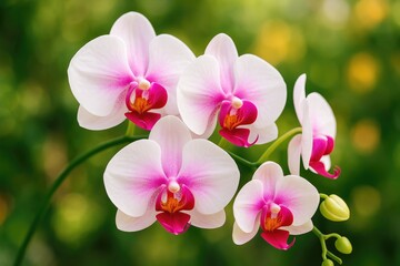 Elegant artificial orchid with white and pink petals