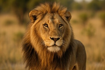 Obraz premium Male African lion in Savuti at Chobe National Park
