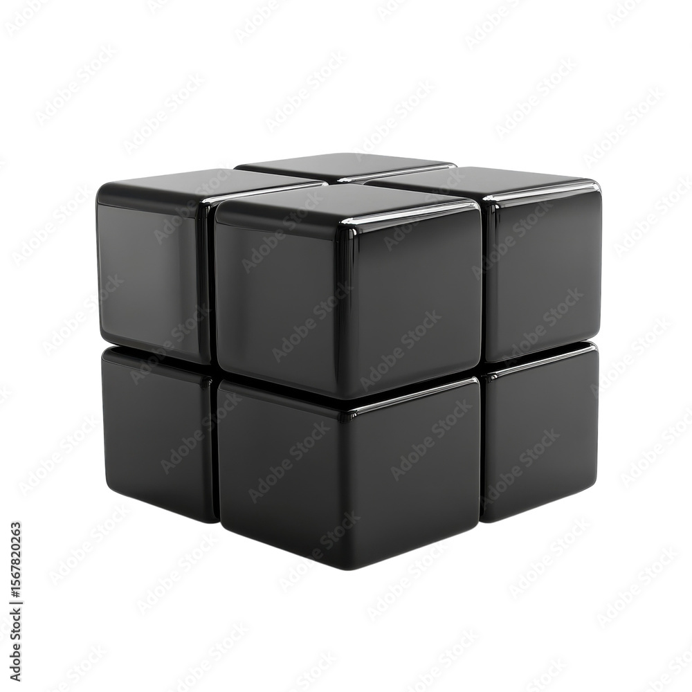 Aufkleber black cube combination geometric shapes conceptual design abstract art on transparent background