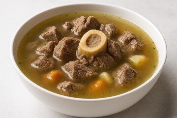 A bowl of cooked meat served in a white dish