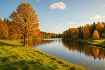 Obraz premium Scenic fall scenery during a bright afternoon