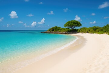 Fototapeta premium Stunning paradise featuring pristine white sands and crystal-clear waters