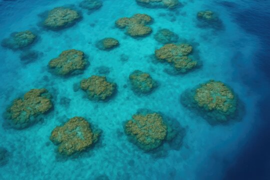 Bird's-eye perspective of vibrant coral reef ecosystems