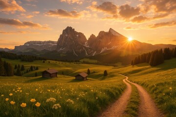 Mountainous scenery with snowy peaks
