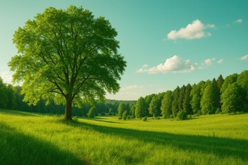 Obraz premium Stunning summer scenery featuring lush greenery