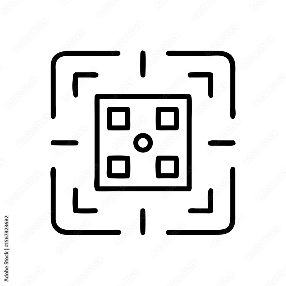 Poster qr code scanner icon simple line art design for apps and websites