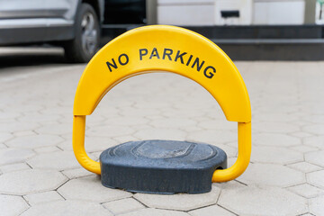 Parking barrier with the sign 