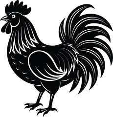Stylized rooster silhouette for logo design and label applications