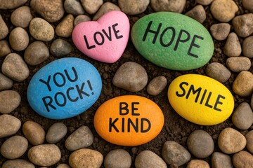 A collection of compassionate stones resting in the soil