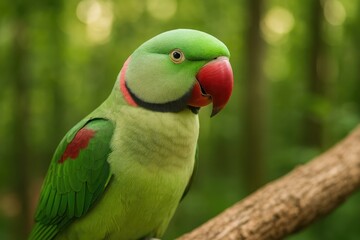 Bright Green Parakeet with Distinctive Features