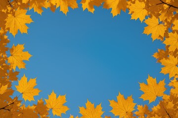 Fototapeta premium Golden foliage against a clear blue sky