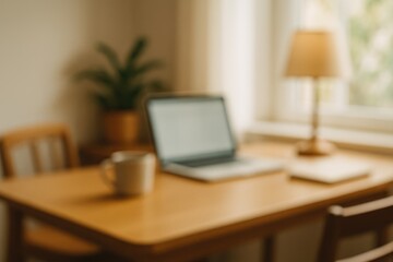 Fototapeta premium Abstract blurred workspace for home background