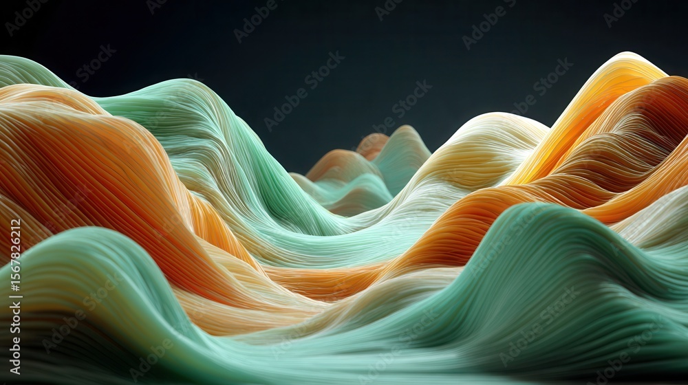 Canvas Prints colorful flowing waves of texture in abstract landscape design