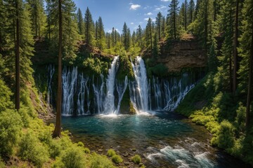 Obraz premium Stunning high dynamic range shot from above showcasing the waterfalls in a scenic park setting