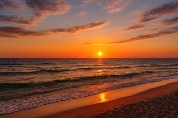 Obraz premium Stunning evening sky casting hues over the northern waters