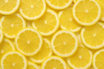 Juicy yellow lemon slices on a textured patterned background