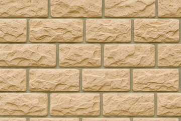 Obraz premium Creative design with porous painted concrete blocks featuring artificial beige sandstone textures in intricate brick patterns