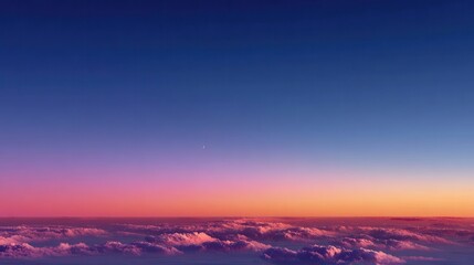 Beautiful Sunset Sky Above Clouds with Gradient Colors and Serenity