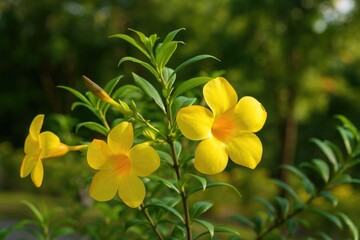 Obraz premium Decorative vine featuring vibrant yellow flowers ideal for outdoor terrace decoration
