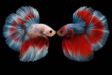 Obraz premium Aquarium battle featuring a betta fish against a dark backdrop