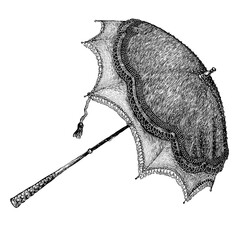 Victorian fashion line drawing women fashion accessories 