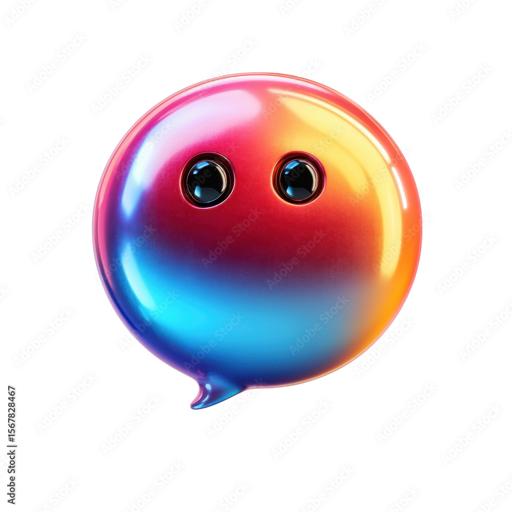 Poster playful message icon design glossy colorful eyes 3d rendering rendering on transparent background