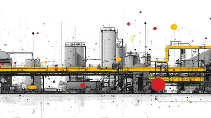 Obraz premium Abstract Industrial Design with Colorful Geometry and Line Art