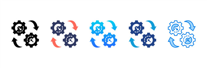 Process Integration icon sheet multiple style collection