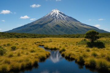 Egmont National Park's Swamp Near Mount Taranaki