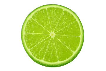 Lime slice close-up, highlighting vivid green flesh, succulent pulp, textured rind on crisp translucent surface