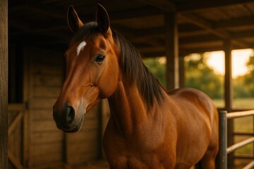 Fototapeta premium Stunning Equine in a Barn Setting