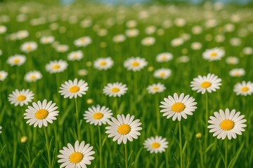 Fototapeta premium A field of daisies blooming during springtime