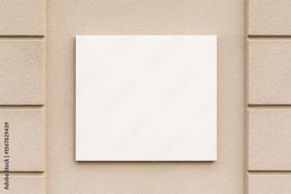 Poster empty square block sign for building facade