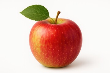 Fresh red and green apples on a plain white backdrop