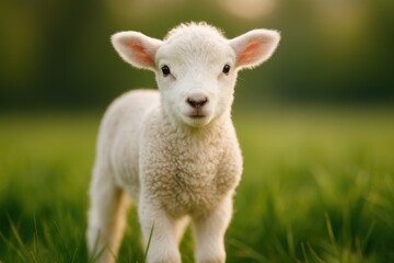 Obraz premium A close-up vertical shot of a young sheep in a natural setting