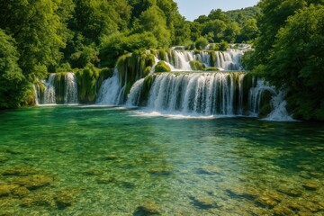 Obraz premium Stunning cascade with transparent waters
