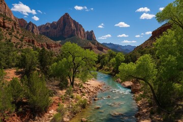 Scenic view of a pristine river flowing through a national park during a bright spring day