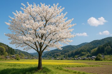 A solitary tree in a countryside setting