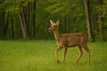 Obraz premium A Doe Emerges from the Woods